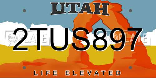 2TUS897 Utah License Plate