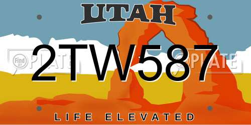 2TW587 Utah License Plate