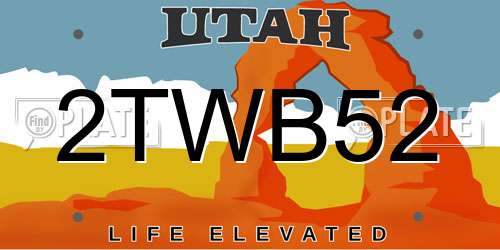 2TWB52 Utah License Plate