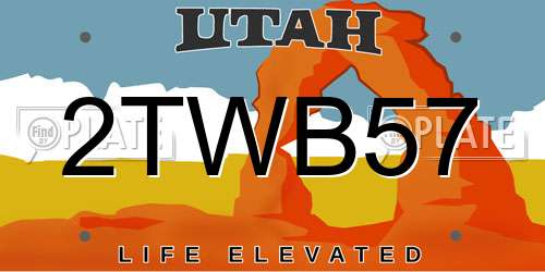2TWB57 Utah License Plate