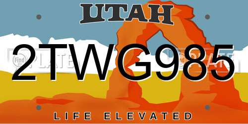 2TWG985 Utah License Plate