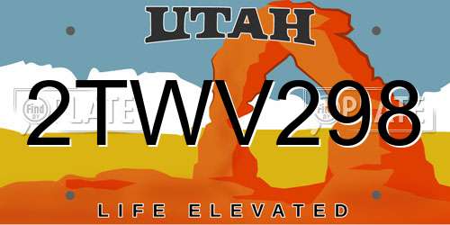2TWV298 Utah License Plate