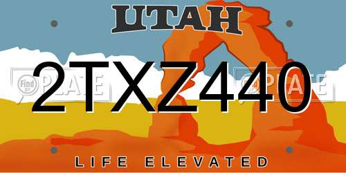 2TXZ440 Utah License Plate