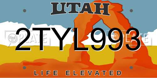 2TYL993 Utah License Plate