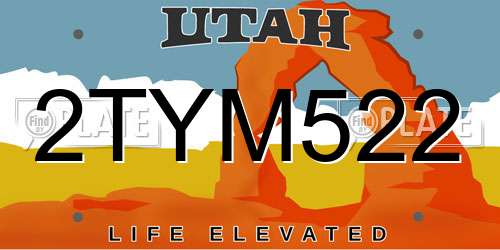 2TYM522 Utah License Plate