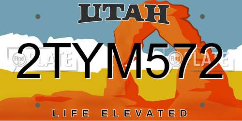 2TYM572 Utah License Plate