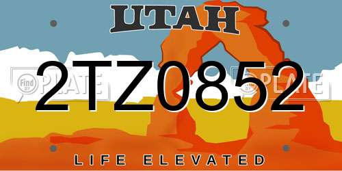 2TZ0852 Utah License Plate