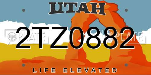2TZ0882 Utah License Plate