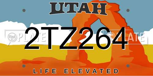 2TZ264 Utah License Plate