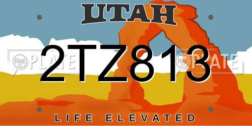 2TZ813 Utah License Plate