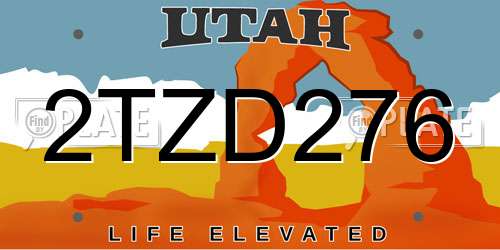2TZD276 Utah License Plate