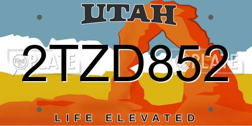 2TZD852 Utah License Plate