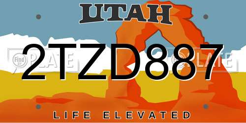 2TZD887 Utah License Plate