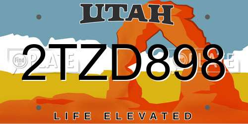 2TZD898 Utah License Plate