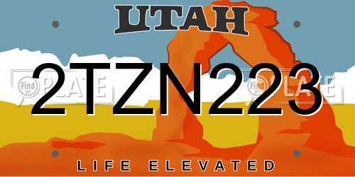 2TZN223 Utah License Plate