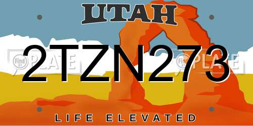 2TZN273 Utah License Plate