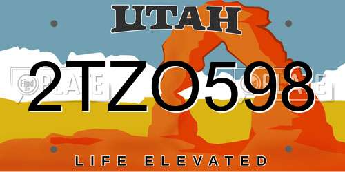 2TZO598 Utah License Plate