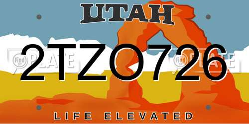 2TZO726 Utah License Plate