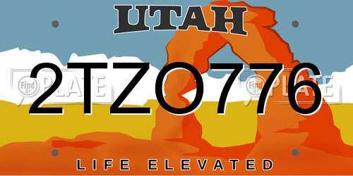 2TZO776 Utah License Plate