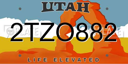2TZO882 Utah License Plate