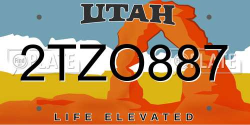 2TZO887 Utah License Plate