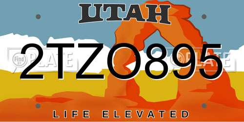2TZO895 Utah License Plate