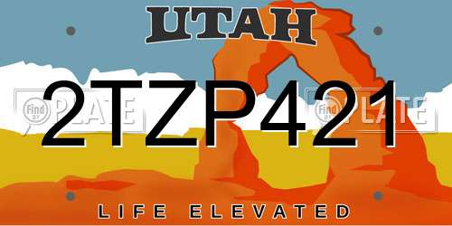2TZP421 Utah License Plate