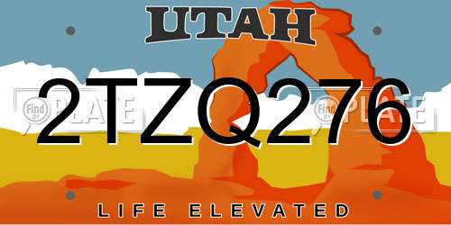 2TZQ276 Utah License Plate