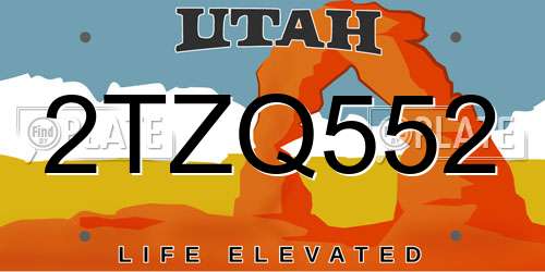 2TZQ552 Utah License Plate