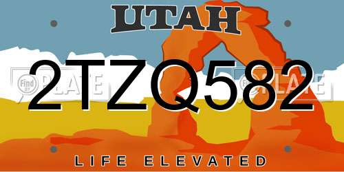 2TZQ582 Utah License Plate