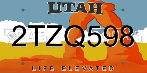 2TZQ598 Utah License Plate