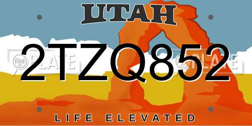 2TZQ852 Utah License Plate