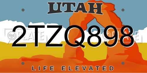 2TZQ898 Utah License Plate
