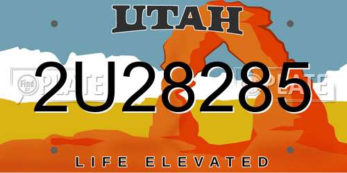 2U28285 Utah License Plate