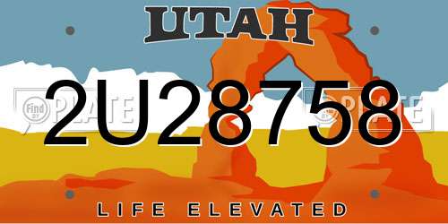 2U28758 Utah License Plate