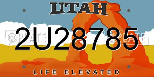 2U28785 Utah License Plate