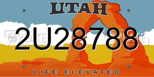 2U28788 Utah License Plate
