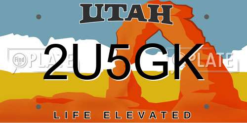 2U5GK Utah License Plate