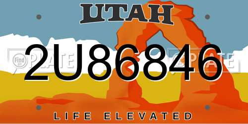 2U86846 Utah License Plate