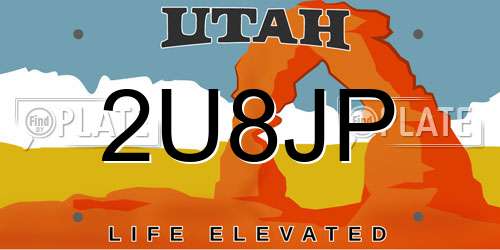 2U8JP Utah License Plate