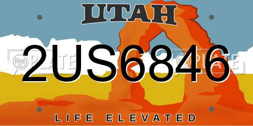 2US6846 Utah License Plate