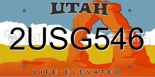 2USG546 Utah License Plate