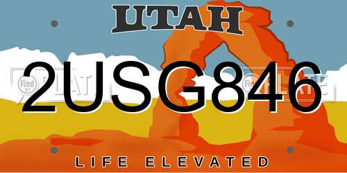 2USG846 Utah License Plate