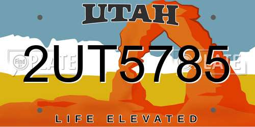 2UT5785 Utah License Plate