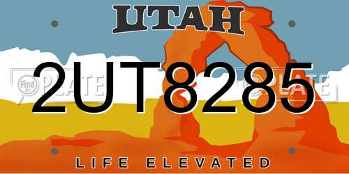 2UT8285 Utah License Plate