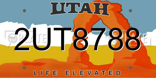 2UT8788 Utah License Plate