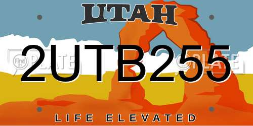 2UTB255 Utah License Plate