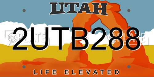 2UTB288 Utah License Plate