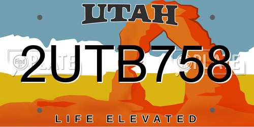 2UTB758 Utah License Plate