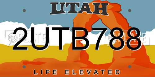 2UTB788 Utah License Plate